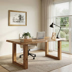 63" Solid Wood Computer Desk, Rectangular Executive Desk Home Office Desk