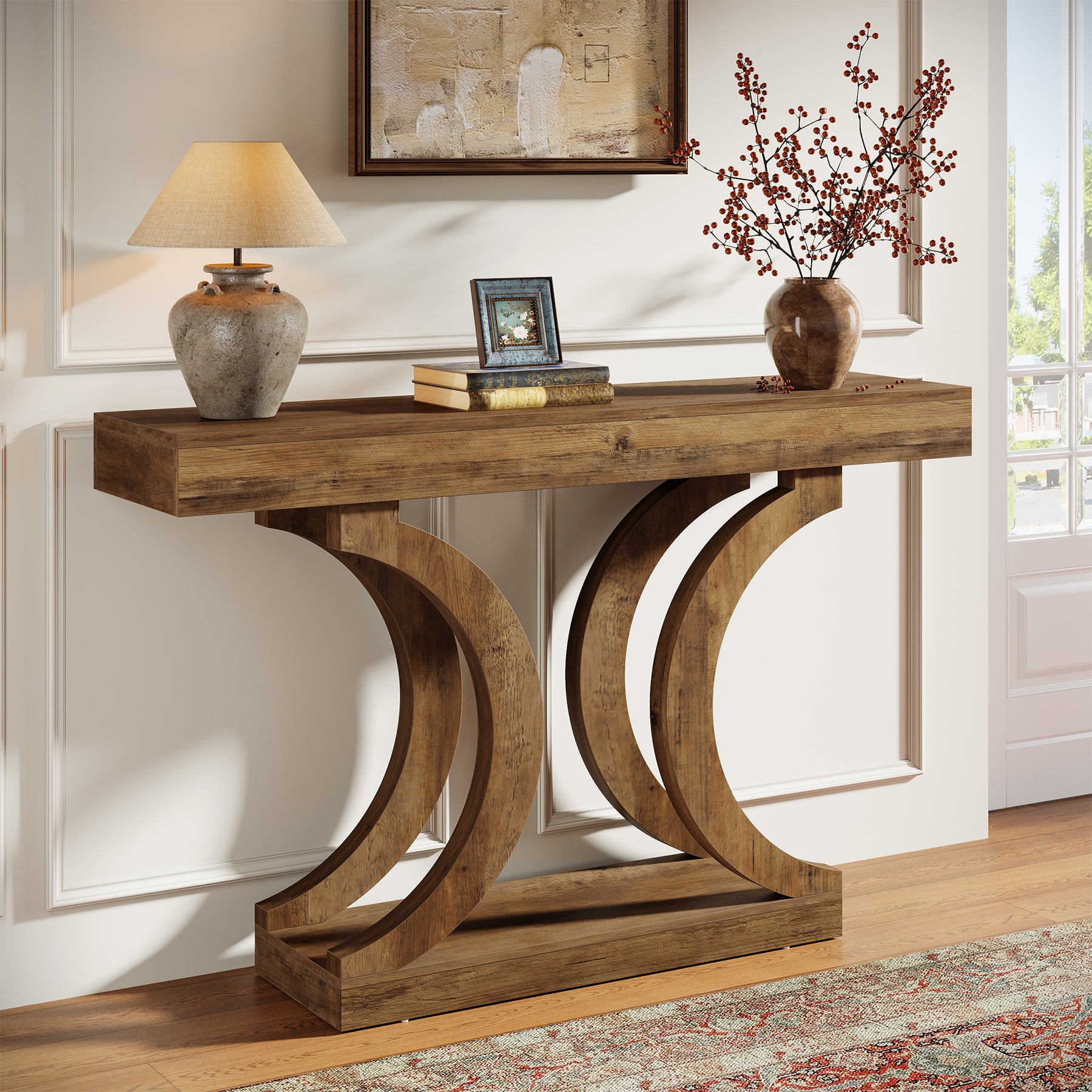 43.3" Console Table, Unique Sofa Table Behind The Couch with Curved Legs