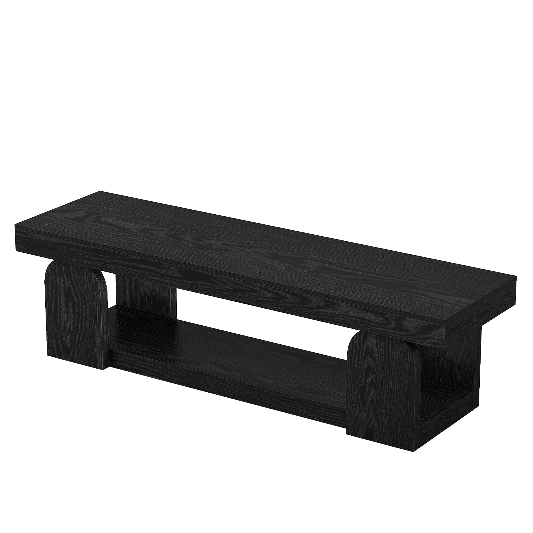 63" Entryway Bench, Farmhouse Shoe Bench with Storage Shelf for Bedroom, Hallway