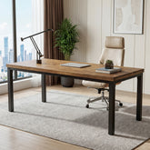 70.9" Computer Desk, Industrial Executive Office Desk with Solid Pine Wood Top 3