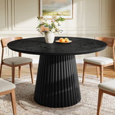 Round Dining Table, 47.24" Kitchen Table with Fluted Design for 4-6 3