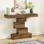 42 Inch Console Table, Narrow Entryway Table with Geometric Base