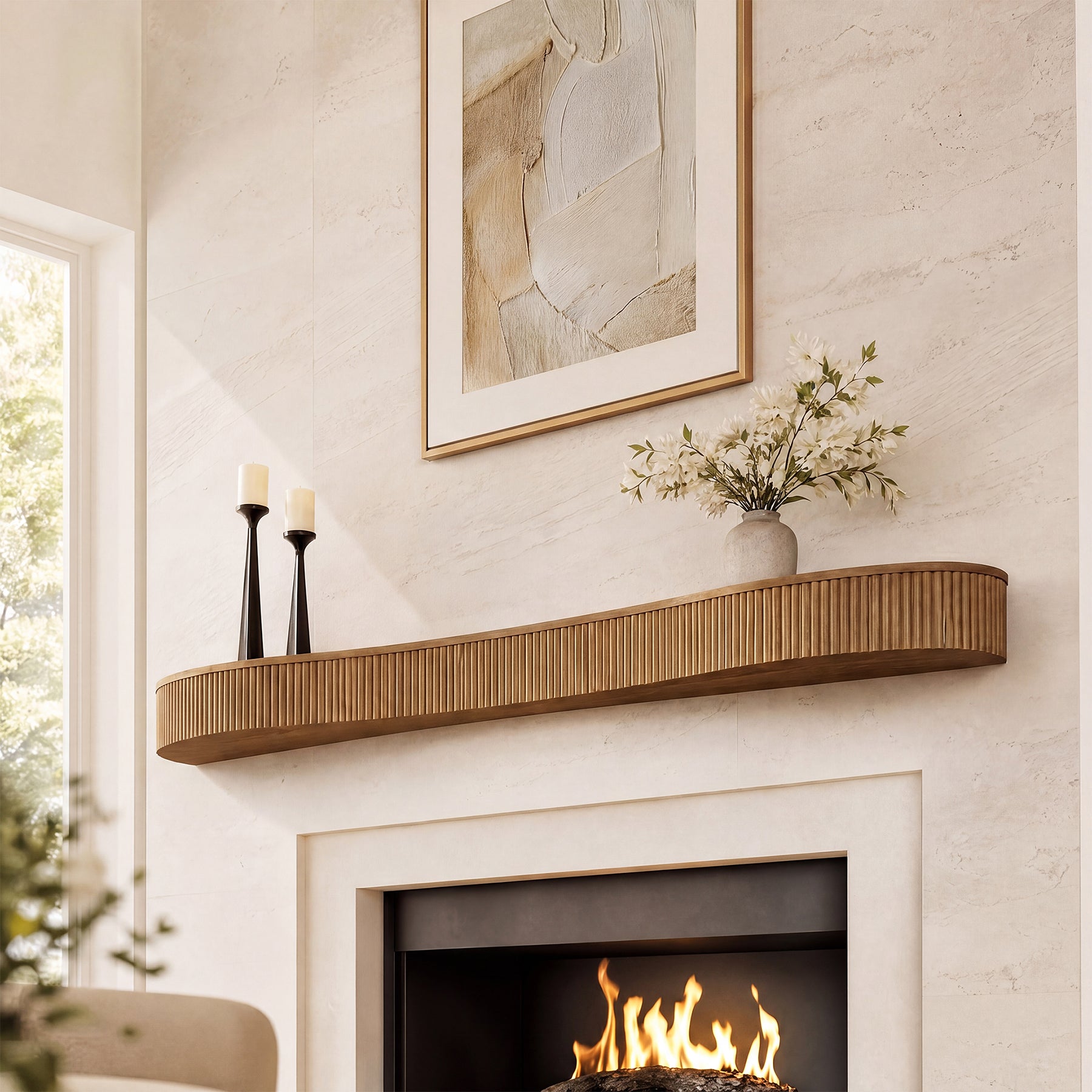 70.87" Wood Fireplace Mantel Shelf, Floating Display Shelf for Living Room