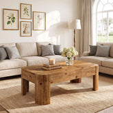 47.24" Solid Wood Coffee Table, Rectangular Center Table with Rounded Corners for Living Room 3