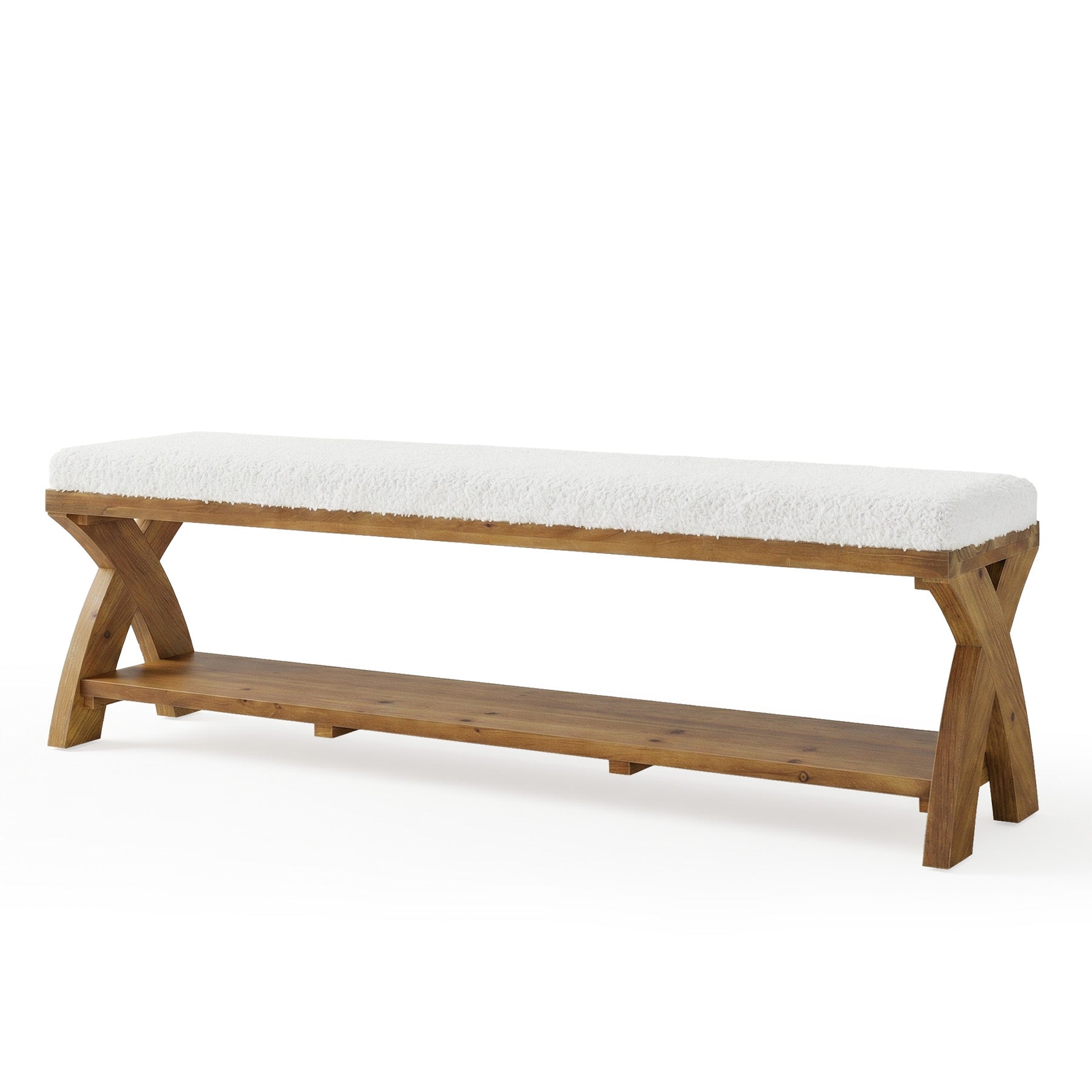 Tribesigns 55-Inch Upholstered Shoe Bench, Solid Wood Entryway