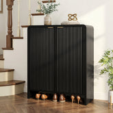 43.31-Inch Black Shoe Storage Cabinet with Doors, 6-Tier Fluted Entryway Organizer 3