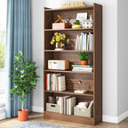 Brown Bookshelf with 5-Tier Open Storage Shelves