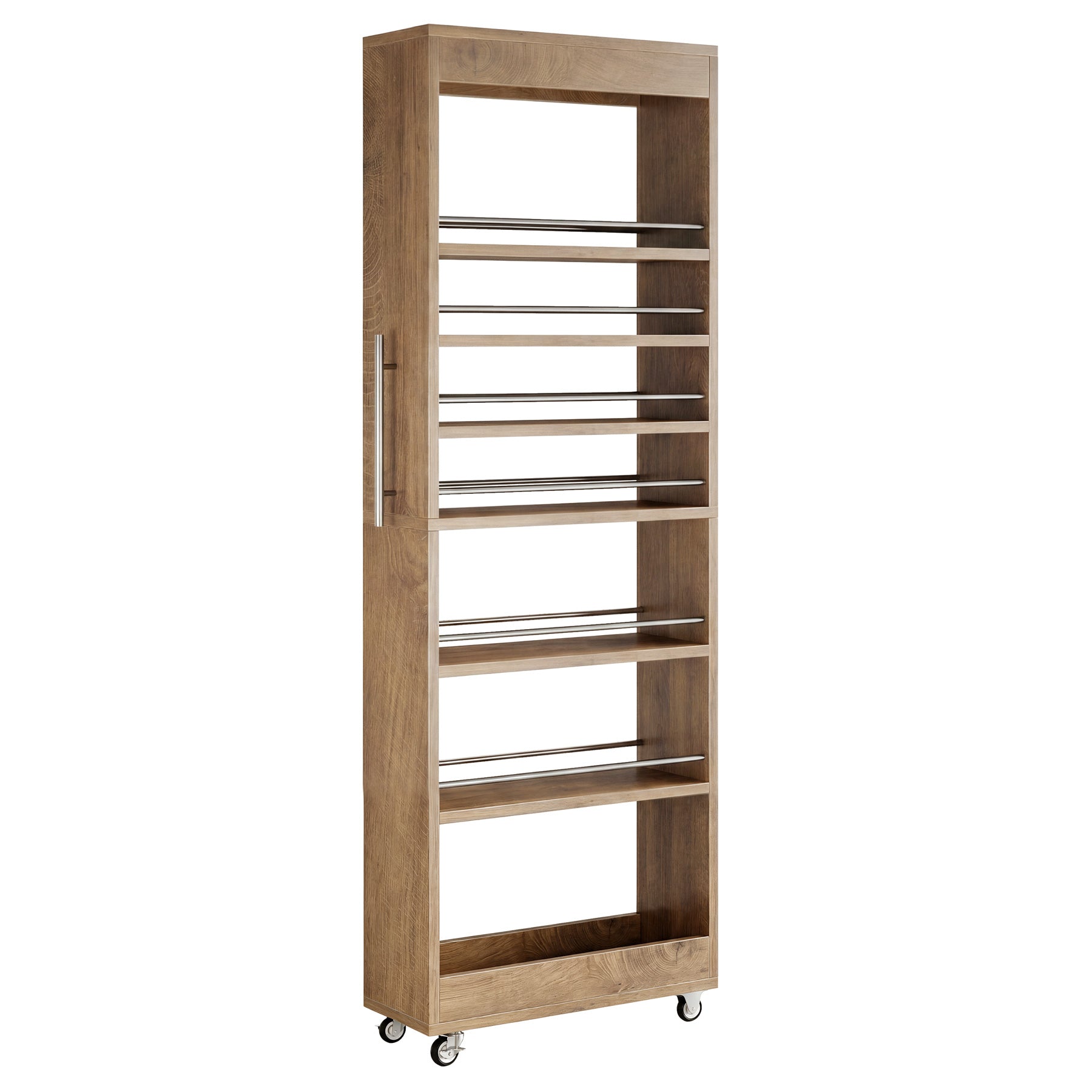 73" Slim Storage Cart on Wheels, 7-Tier Narrow Pantry Rack Cabinet Organizer