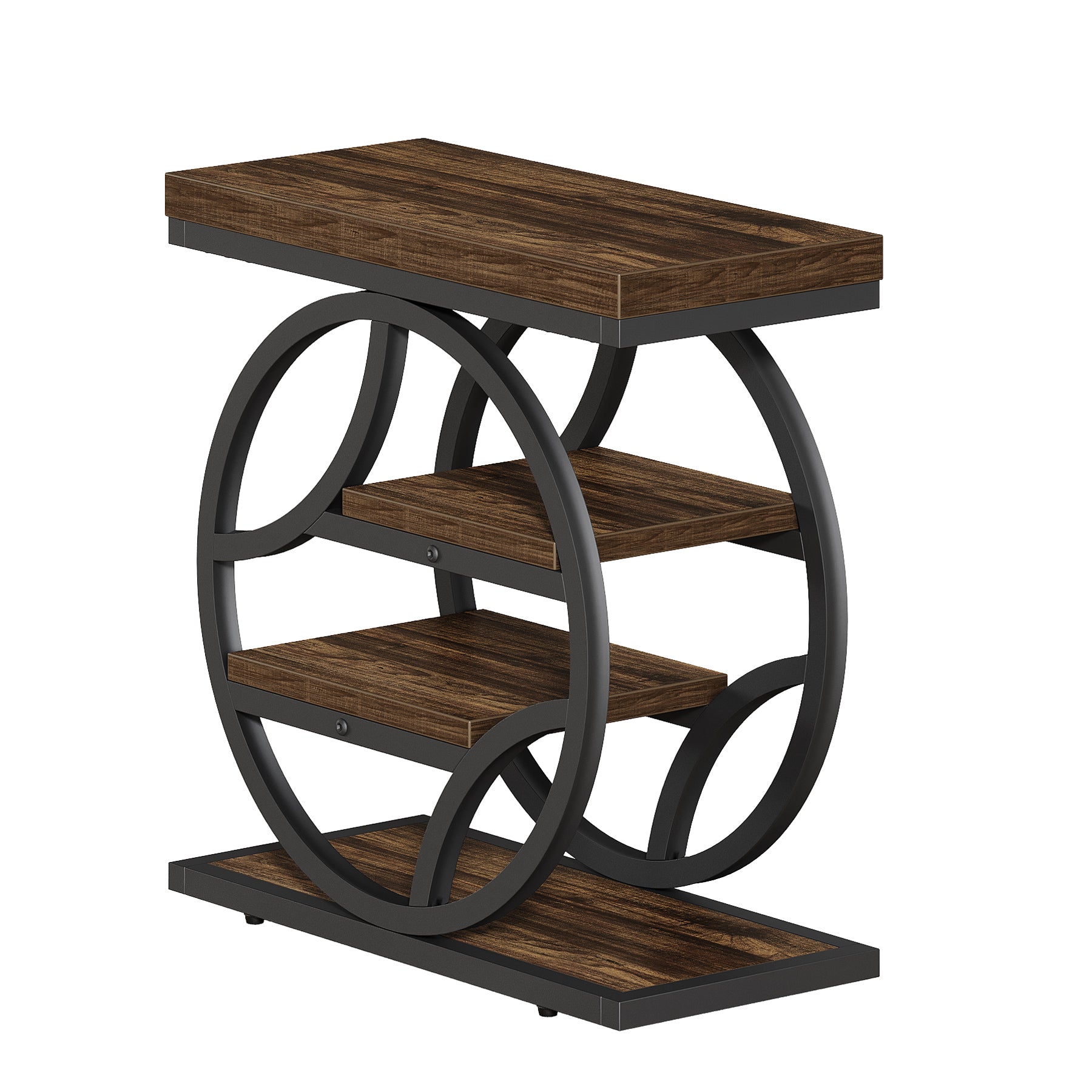 Tribesigns 25.59 Inch Narrow Side Table with Storage, 4 Tier Industrial End Table