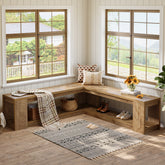L-Shaped Bench with Storage, Corner Entryway Bench for Living Room 3