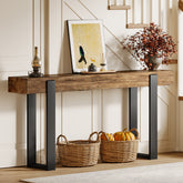 Solid Wood Console Table, 63" Entryway Sofa Table with Metal Legs 3