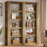 6-Tier Bookshelf, 71" Farmhouse Bookcase with Storage Shelves 3