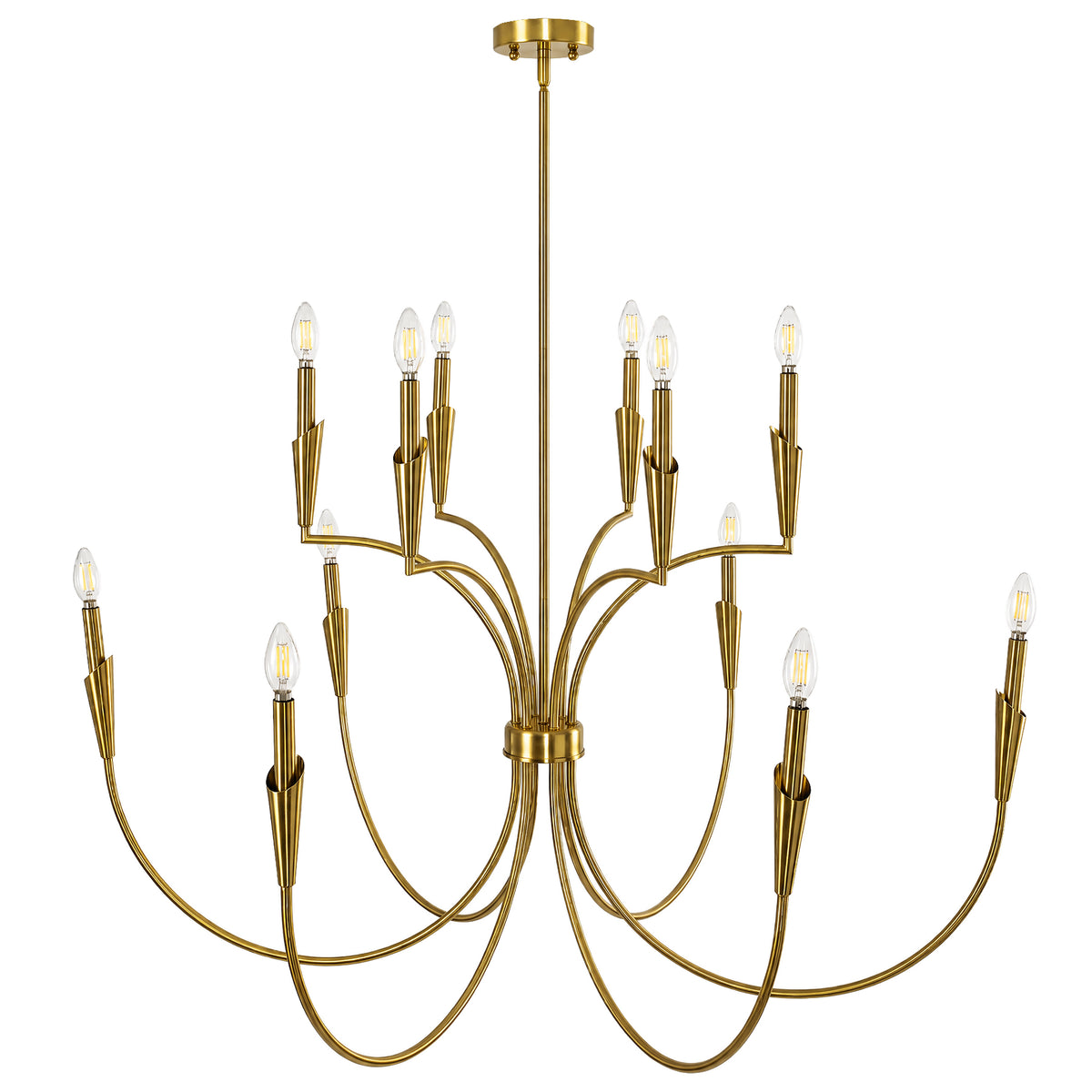 12-Light 45.5" Gold Chandelier, Modern Farmhouse Pendant Lighting