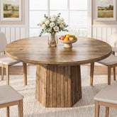 47" Farmhouse Solid Wood Dining Table for 4, Pedestal Base Kitchen Table 3