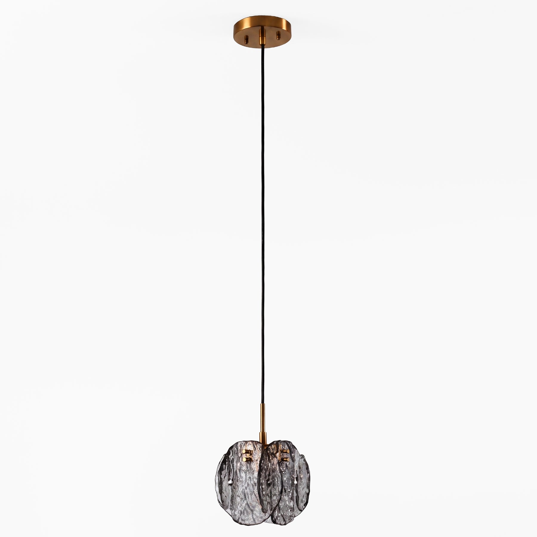 1-Light Pendant Light with Smoky Glass Shade & Adjustable Height
