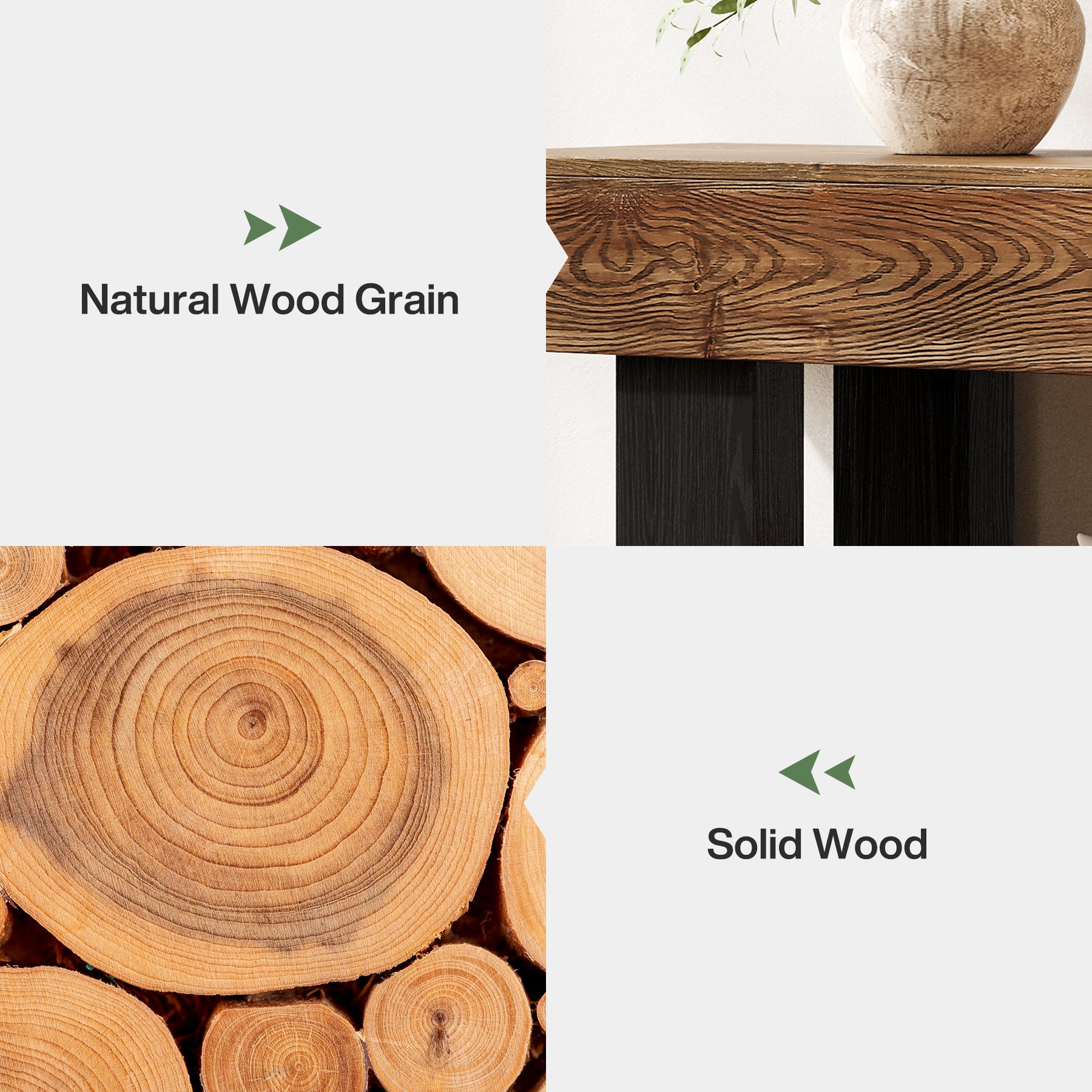 63" Solid Wood Console Table, Narrow Sofa Table with Storage Shelf