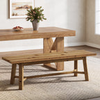 Solid Wood Dining Bench, 55.12" Kitchen Bench with Strengthened Legs
