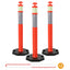 45" Reflective & Glow-in-the-Dark Traffic Delineator Posts with Heavy Rubber Base & Connecting Chains