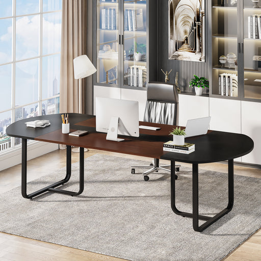 70.86" Oval Executive Desk, Modern Computer Meeting Table for Home Office Tribesigns