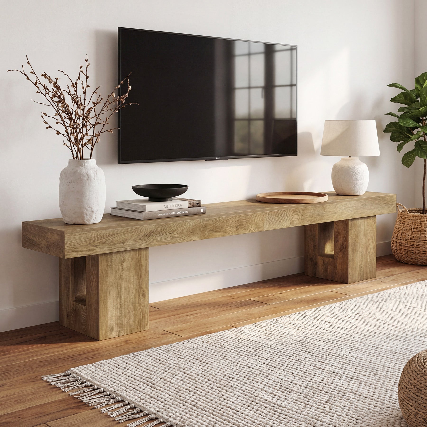 83" TV Stand for 65/75/85" TVs, Modern Rustic Entertainment Center for Living Room