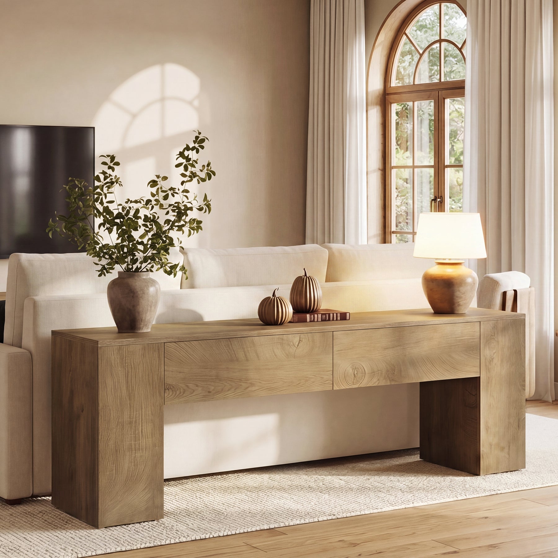 63" Modern TV Stand with Drawers, Entertainment Center for TVs up to 70 Inch