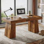 55" Executive Desk, Modern Computer Desk Workstation Desk with Double Trapezoidal Base