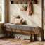 Upholstered Entryway Bench, Shoe Bench End of Bed Footstool with Solid Wood Legs