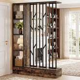 71" Room Divider with Storage Shelves, Freestanding 4-Shelf Wall Partition, Living Room 3