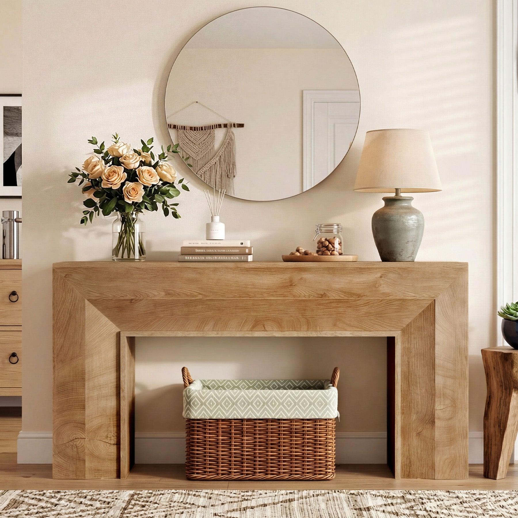 63" Console Table, Farmhouse Entryway Sofa Table for Hallway, Living Room