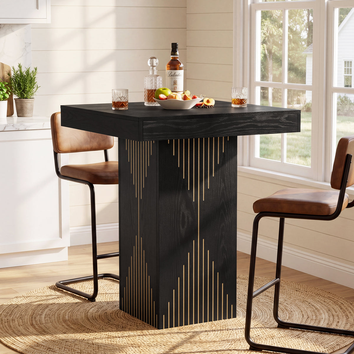 32" Square High Top Bar Table, Modern Small Kitchen & Dining Room Table