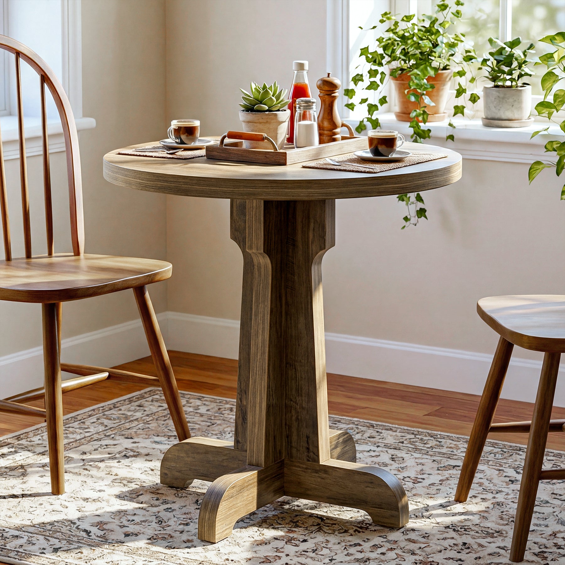 23.6" Round Dining Table, Modern Commercial Dinner Table for 2 People