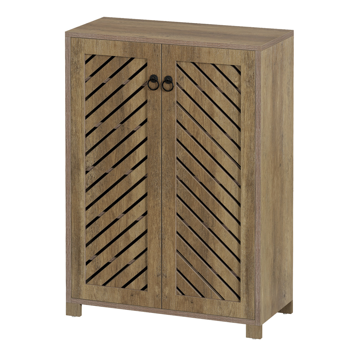 Tribesigns Shoe Storage Cabinet with Diagonal Slat Doors, Farmhouse Entryway Shoe Organizer with 24-Pair Capacity, Rustic Wood