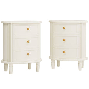 Tribesigns Nightstand, Off-White Bedside Table With 3 Drawers