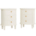 Nightstand, Off-White Bedside Table with 3 Drawers & Solid Wood Legs Tribesigns