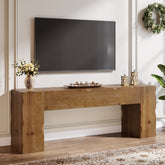 Solid Wood TV Stand for 65" TV, 63" Media Console with Hand Carved Wave Texture 3