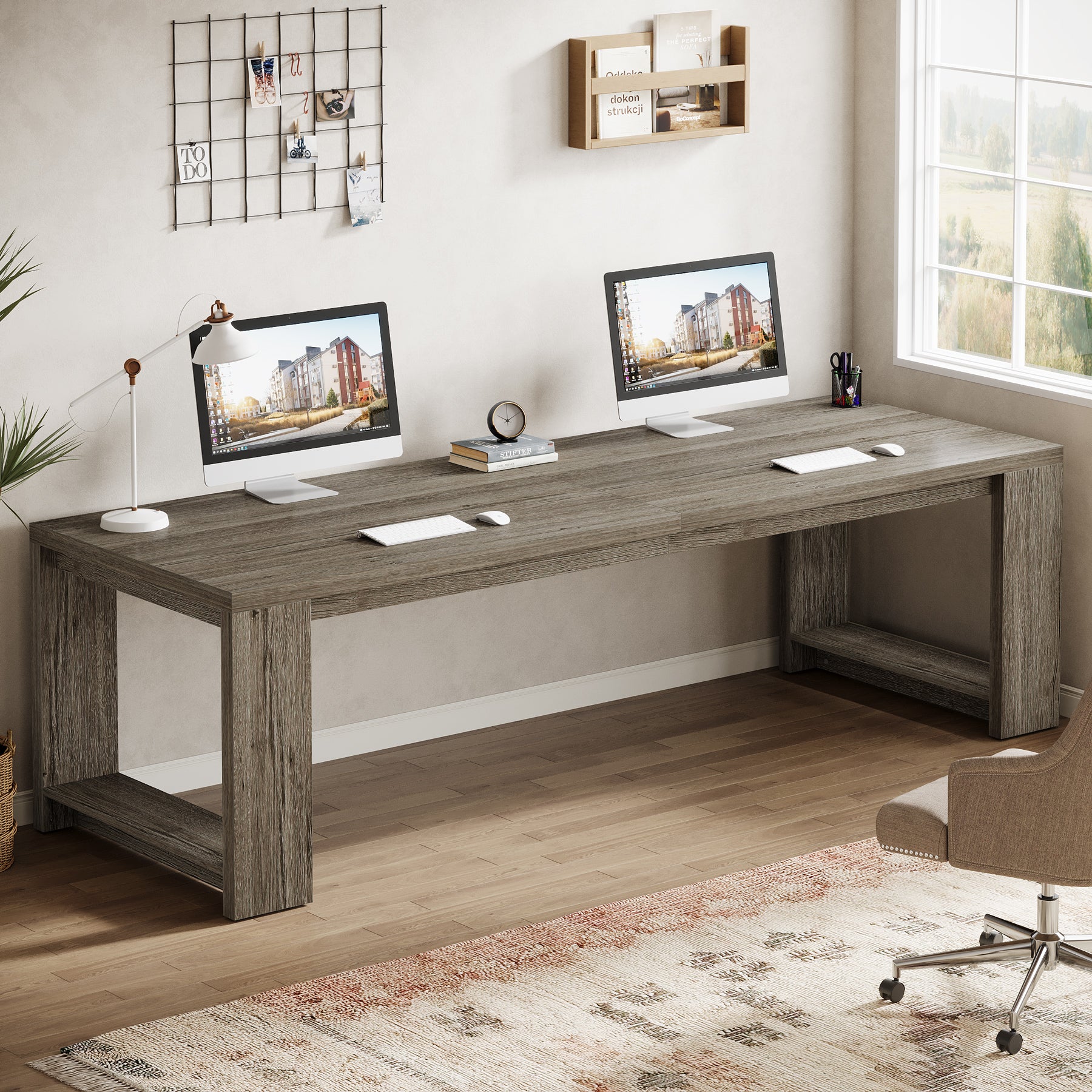 86" Two Person Desk, Long Computer Desk Conference Table for Home Office