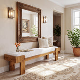 63" Upholstered Entryway Bench, Solid Wood End of Bed Bench, for 2-3 3