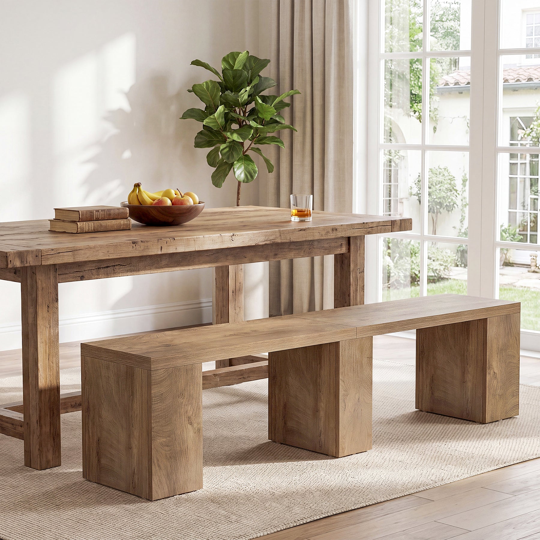 78.74" Extra-Long Dining Bench, Farmhouse Kitchen  Bench Seats 4 for Dining Room