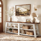 78.7" Solid Wood Console Table, 3-Tier Entryway Table, Sofa Table Behind Couch