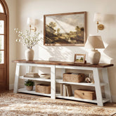 78.7" Solid Wood Console Table, 3-Tier Entryway Table, Sofa Table Behind Couch 3