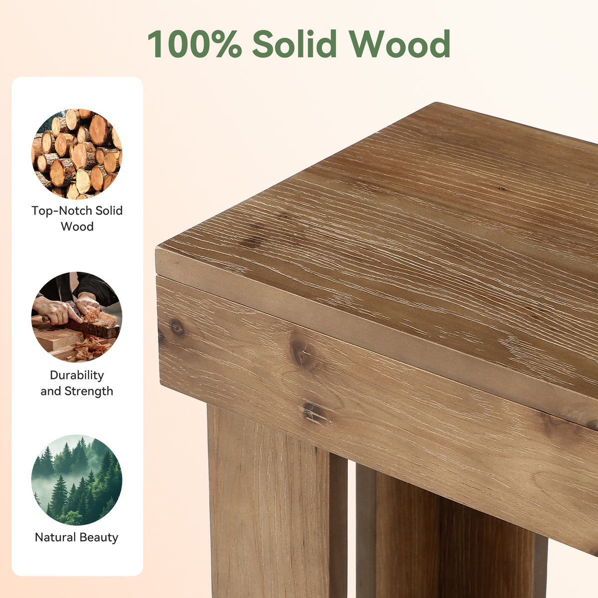 79" Solid Wood Console Table, Narrow Sofa Table with Open Slatted Shelf for Entryway