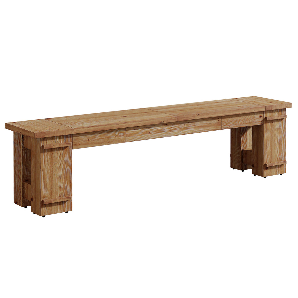 70.9" Solid Wood Entryway Bench, Farmhouse Shoe Bench with Double-Base Support for 2-3