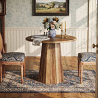 31.5" Round Dining Table for 4, Small Kitchen Table with Octagonal Base for Dining Room
