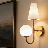 Double-Headed Wall Sconce, Elegant Wall Lamp Light Fixtures with Glass Shade 3