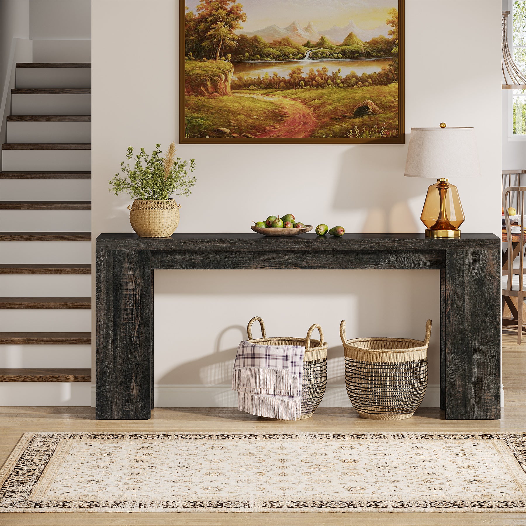 70.9" Extra Long Farmhouse Console Table, Narrow Sofa Table for Entryway