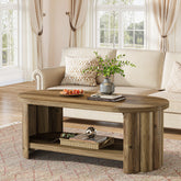 47.24" Oval Coffee Table, 2-Tier Accent Center Table with Storage Shelf for Living Room 3