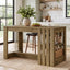 55" Kitchen Island, Farmhouse Stationary Island Table with 2-Tier Storage & Slatted Side Panel