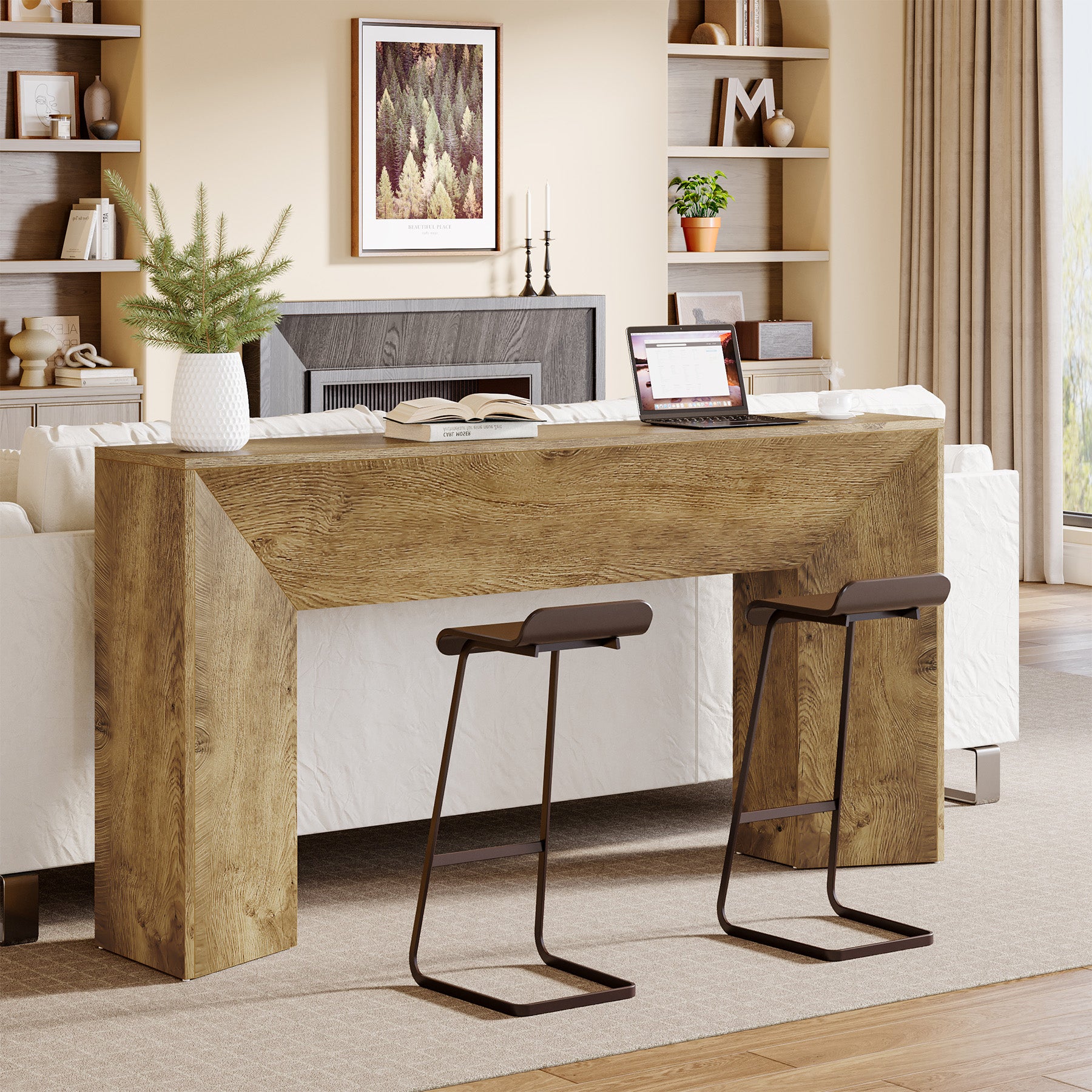 63" Extra Long Console Table for Entryway, Modern Wooden Sofa Table for Living Room