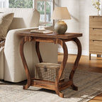 2-Tier End Table, Narrow Accent Side Table with with Storage Shelves