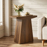 23.6" Pedestal End Table, Farmhouse Sofa Couch Side Table with Trapezoid Base 3